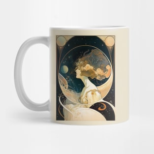 Girl In Space Art Nouveau Alphonse Mucha Inspired Design Mug